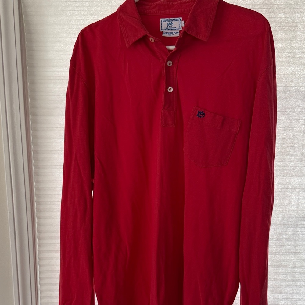 Southern Tide Red Long-Sleeve Polo Shirt